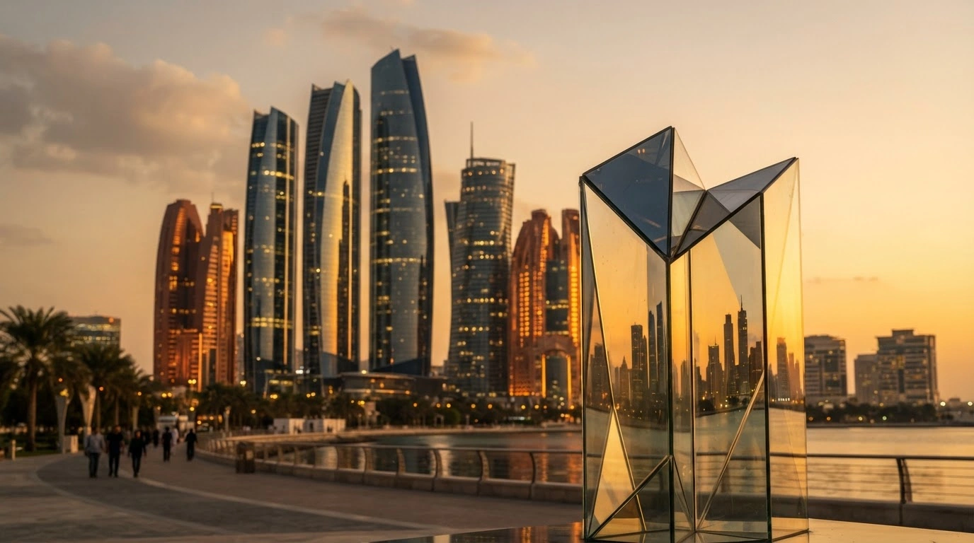 A modern cityscape of the United Arab Emirates represents the country's enhanced anti-money laundering and financial transparency regulations.