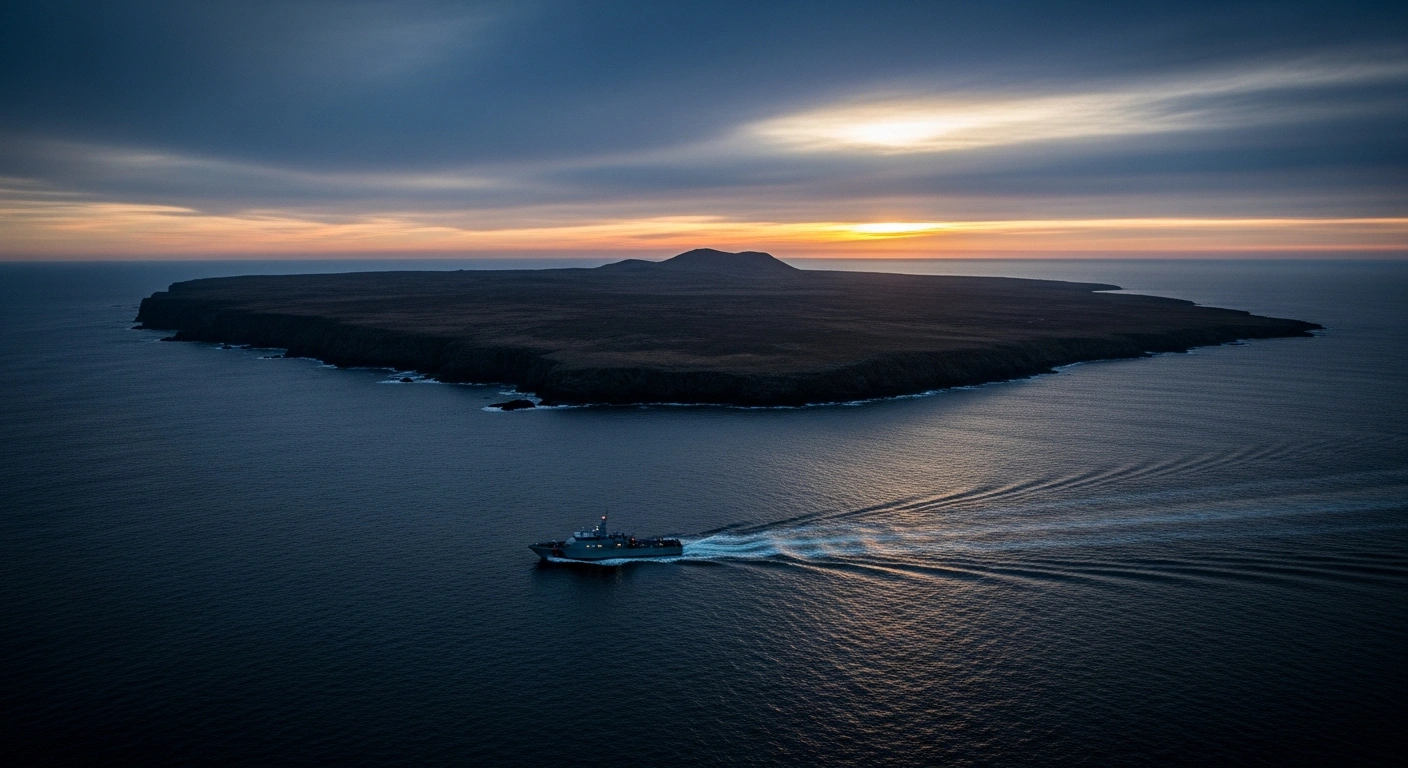 A security patrol vessel monitors the coastline of Bubiyan Island as the United Arab Emirates expresses solidarity with Kuwait regarding sovereignty concerns.