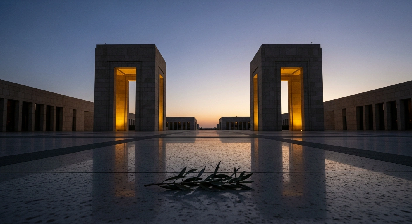 A symbolic scene representing the diplomatic solidarity between the United Arab Emirates and Qatar following a tragic incident involving a Qatari citizen.