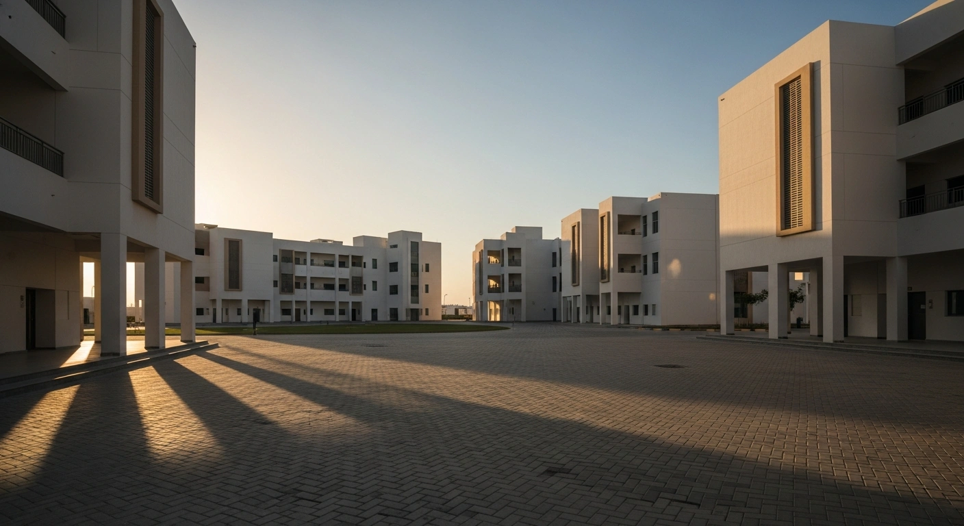 An empty school campus in the United Arab Emirates during an early spring break period as directed by the Ministry of Education.