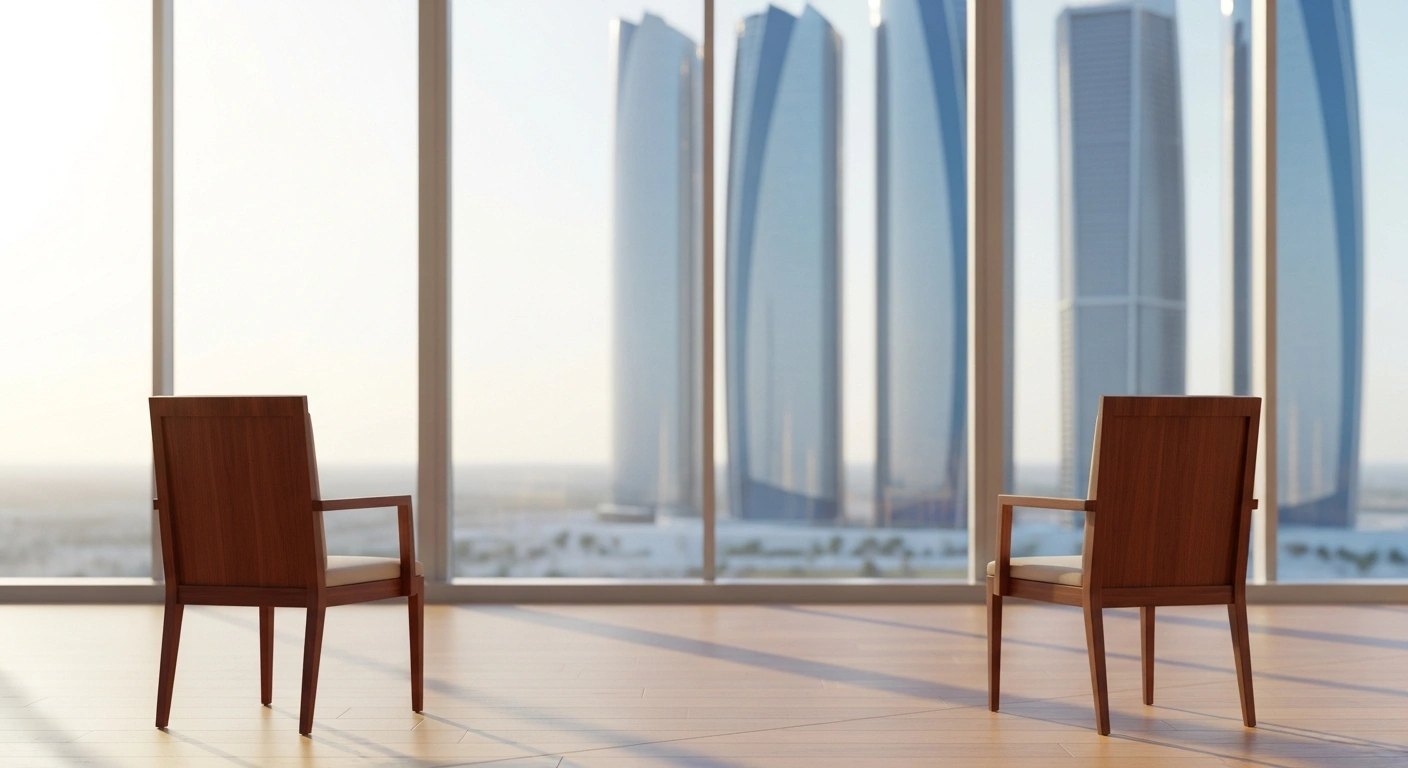 A modern diplomatic office in the United Arab Emirates represents the shifting regional relations following the United States' decision regarding Syria.