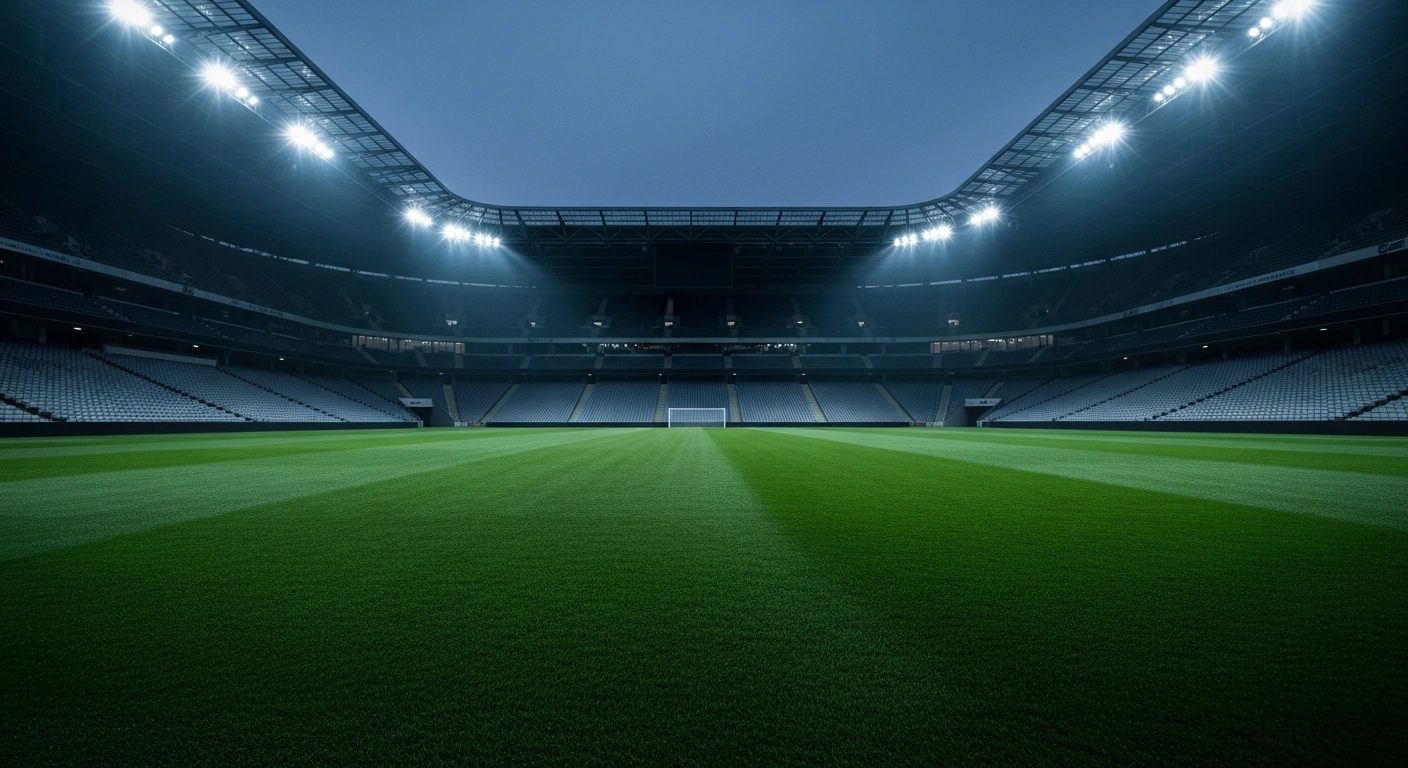 An empty professional football stadium stands silent after the cancellation of the Finalissima match between Spain and Argentina due to regional instability.
