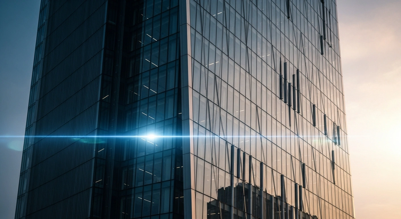 A modern London office building stands against a sunset, representing the new climate governance and sustainability reporting standards for UK financial institutions.