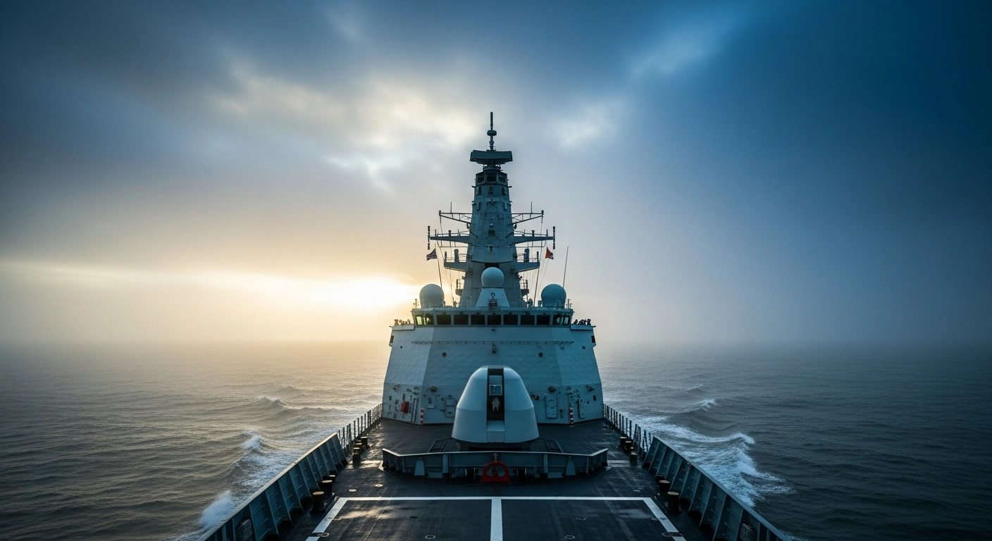 A modern naval vessel patrols the Irish Sea as the United Kingdom and Ireland strengthen their bilateral defense and maritime security cooperation.