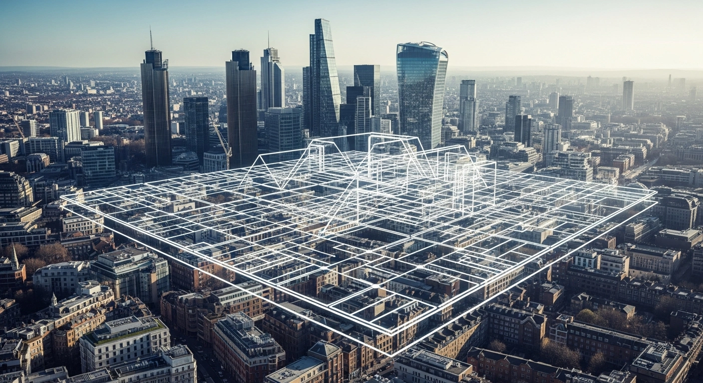 A conceptual view of the London skyline representing new UK government regulations designed to increase transparency in property market ownership.