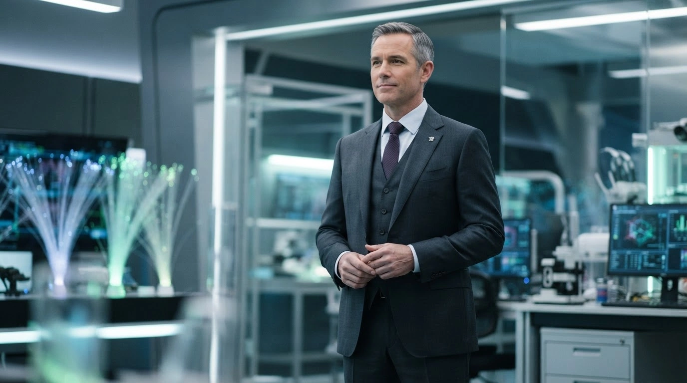 Chris McDonald stands in a modern laboratory as the newly appointed Minister for Science, Innovation and Investment in the United Kingdom.