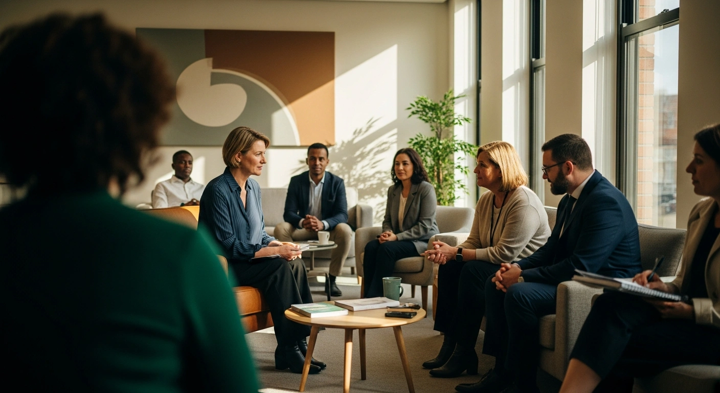 A professional advisor provides support to a survivor inside the new UK Home Office terrorism support hub.