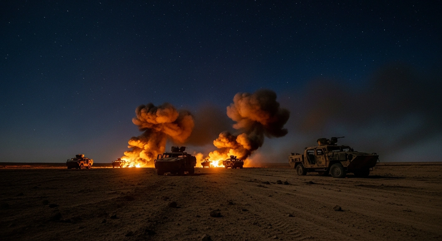 The aftermath of a Ukrainian M142 HIMARS strike by the 7th Rapid Response Corps on January 2, 2026, shows destroyed Russian light vehicles and personnel along the Shevchenkove–Pokrovsk logistics route, disrupting an assault on Hryshyne near Pokrovsk in the Donetsk region.