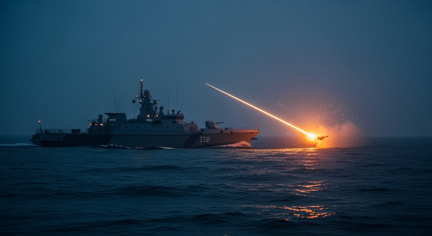 A Ukrainian drone strikes a Russian patrol boat in the Caspian Sea near Kaspiysk, Dagestan.