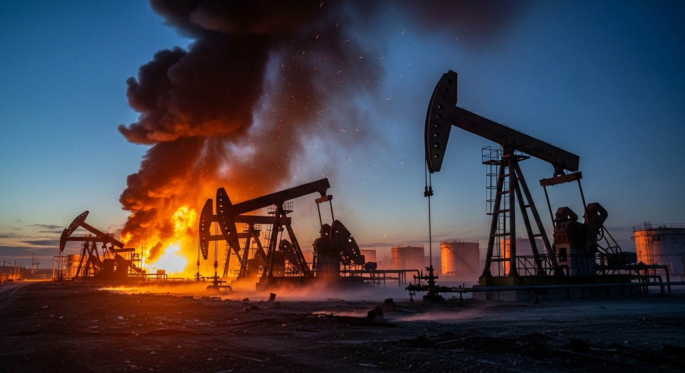 A large oil pumping station in Russia experiences a fiery explosion following a targeted drone strike on critical energy infrastructure.