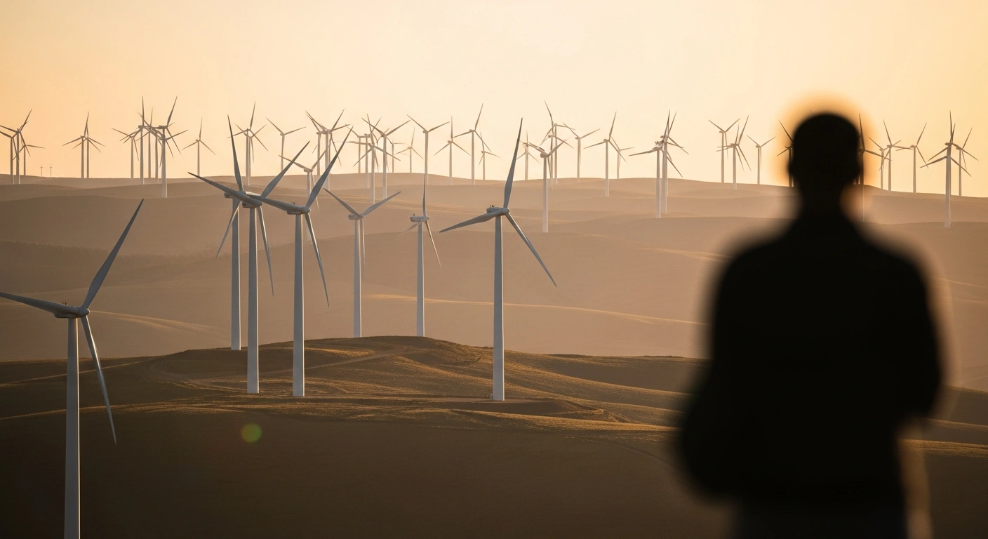 A wide view of the Ummbila Emoyeni Wind Energy Facility in Mpumalanga as part of South Africa's renewable energy transition.