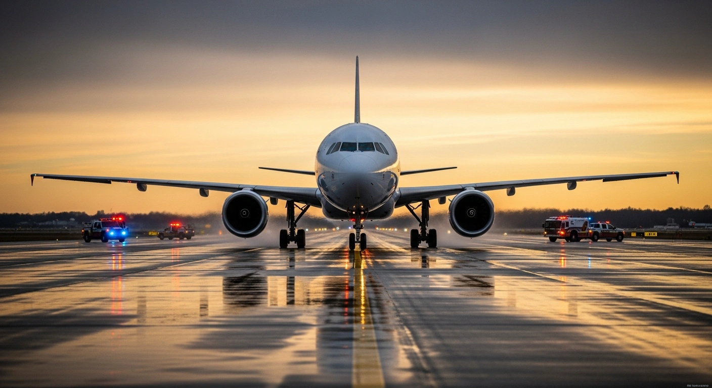 A United Airlines passenger jet sits on the tarmac at Newark Liberty International Airport after returning for a security inspection.
