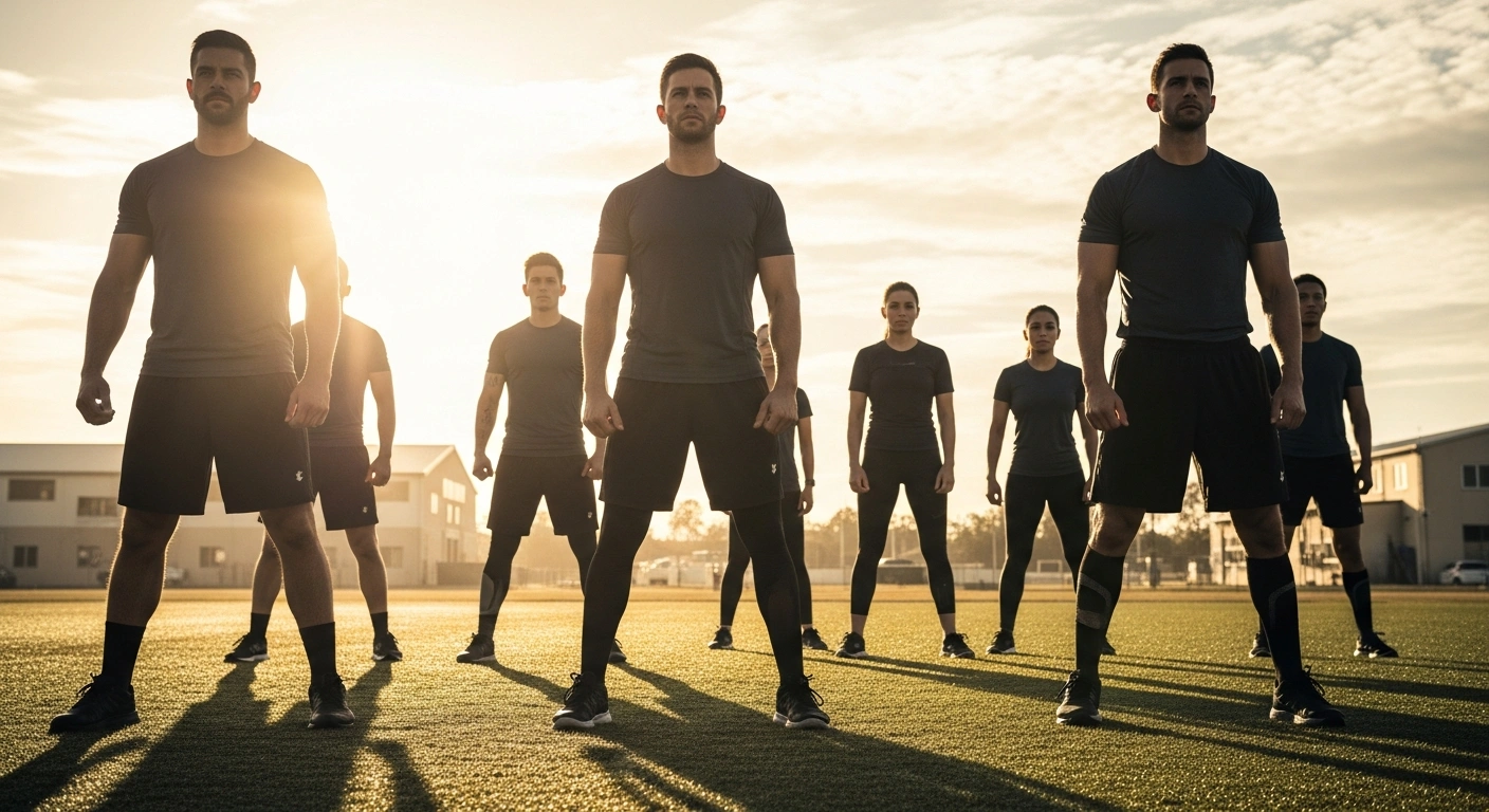 A diverse group of mature recruits stands on a training field as the U.S. Army expands its enlistment age limit to 42.