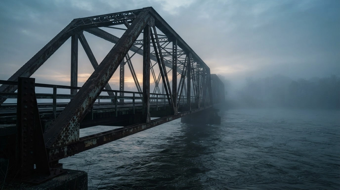 A symbolic view of a bridge representing trade tensions between the United States and Canada, reflecting concerns about economic stability and inflation.