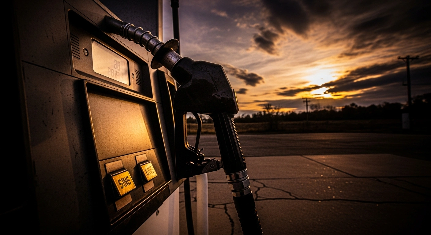 A close-up view of a gas station pump display showing rising fuel prices in the United States due to market volatility and international conflict.