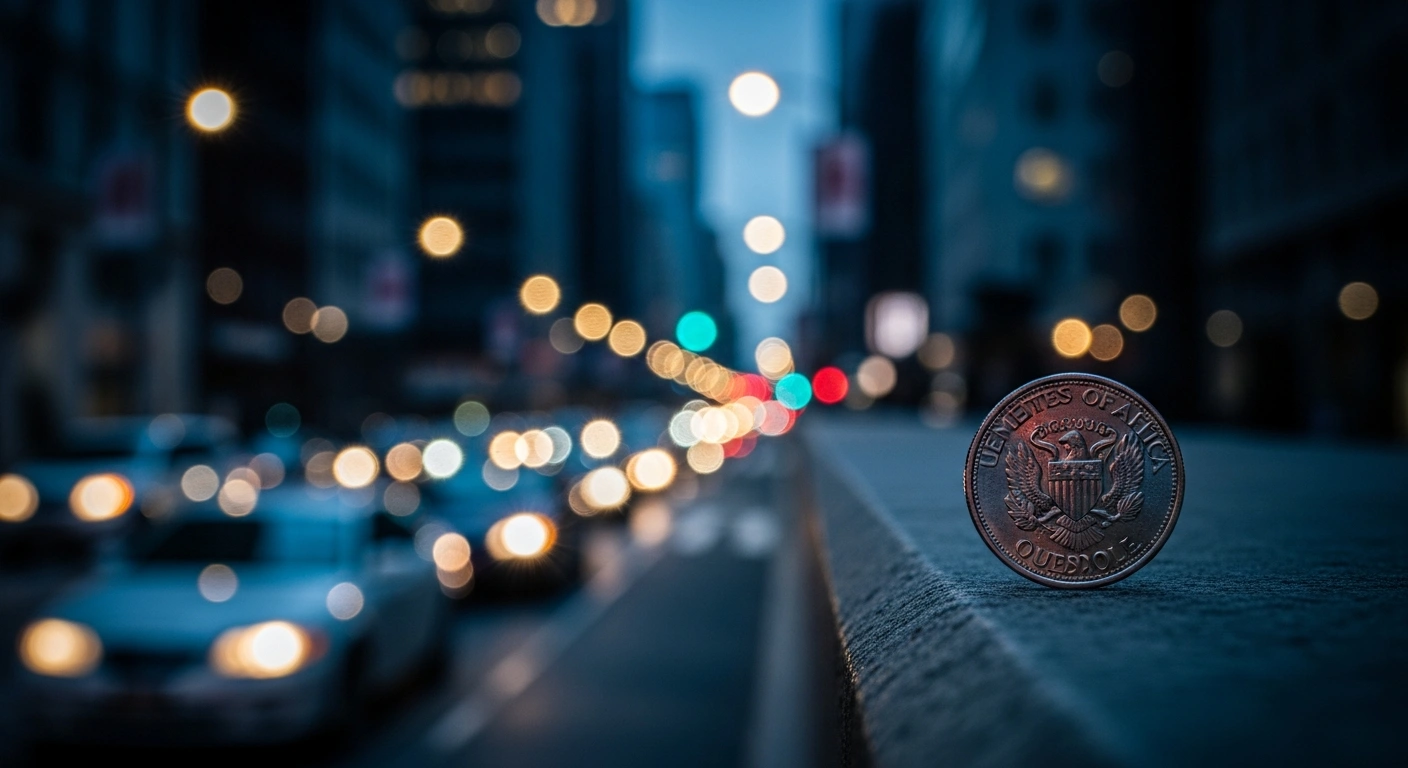 A close-up of a coin on a city ledge represents the economic challenges of rising inflation in the United States as reported by the Department of Commerce.