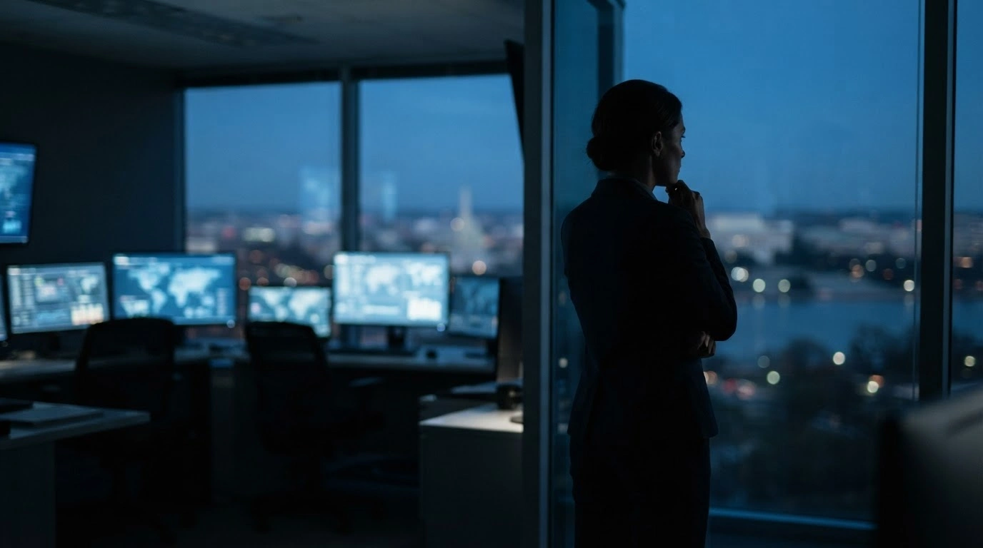 A government intelligence analyst monitors digital data regarding security threats against former President Donald Trump amidst rising tensions between the United States and Iran.