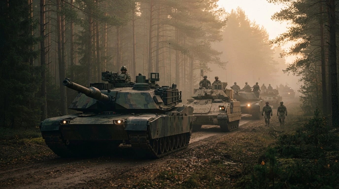 U.S. military service members arrive in Lithuania for a rotational deployment to participate in joint training exercises with NATO allies.