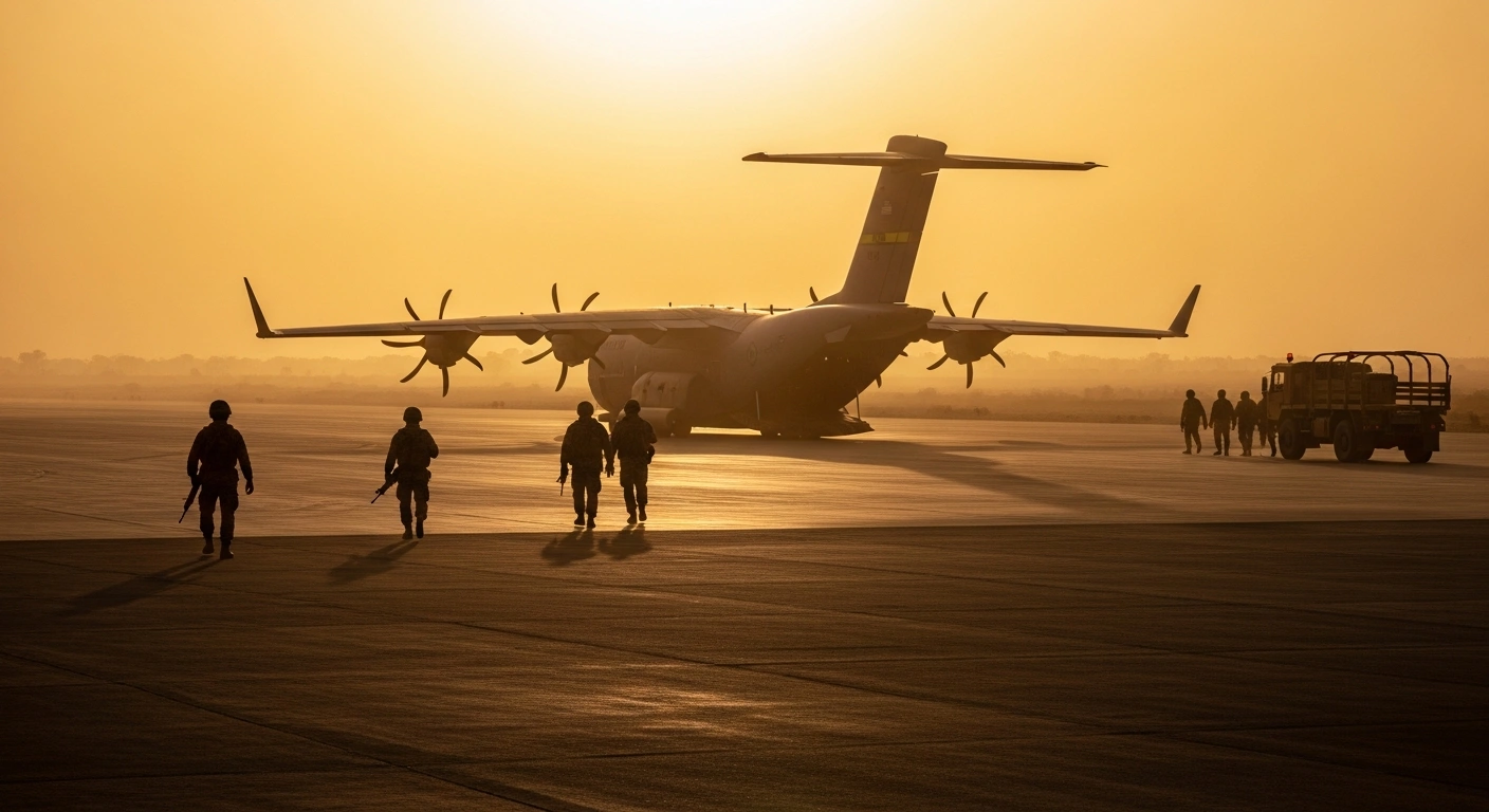 United States military personnel board a transport aircraft to finalize their withdrawal from a base in Nigeria.
