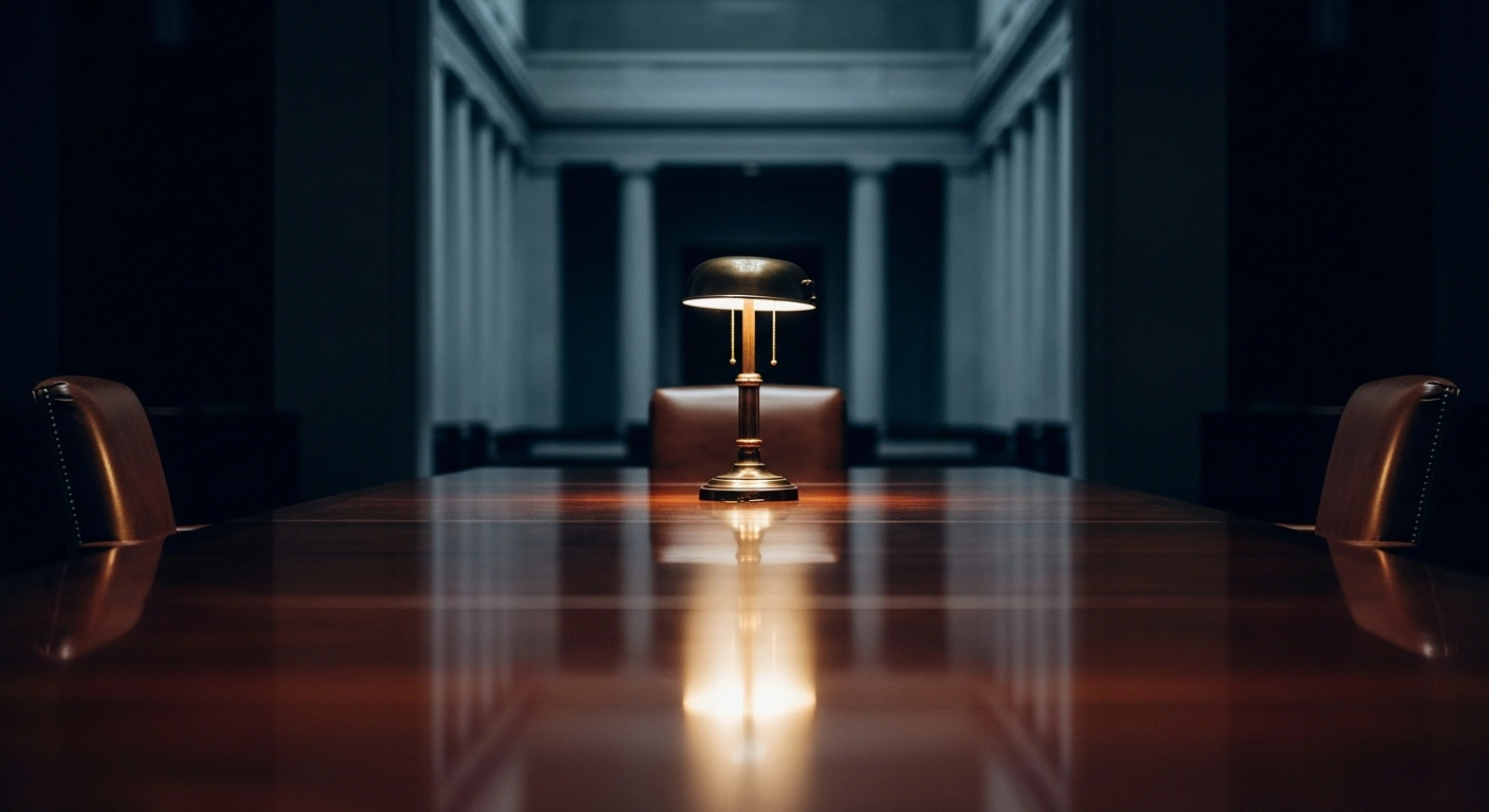 Two empty chairs sit across from each other at a formal table in a grand room, representing upcoming diplomatic meetings between U.S. envoys and Russian officials.