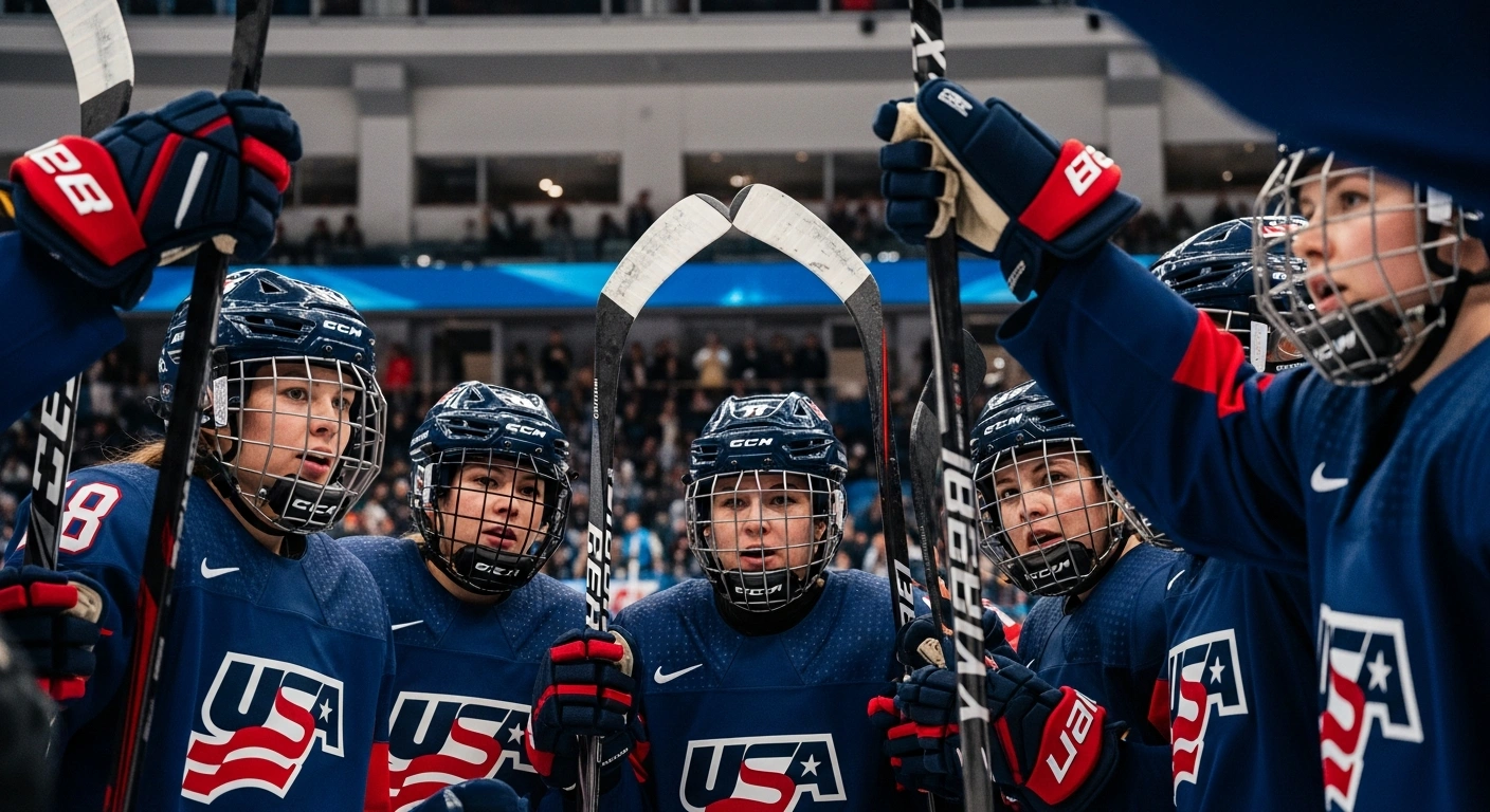 The United States women's ice hockey team celebrates their commanding 5-0 victory over Sweden, securing their place in the 2026 Winter Olympics gold-medal game against rival Canada in Milan, Italy.