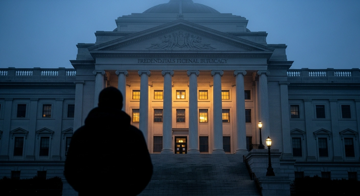 A person stands before a government building as Utah lawmakers and leaders of The Church of Jesus Christ of Latter-day Saints address concerns regarding military classification policies.