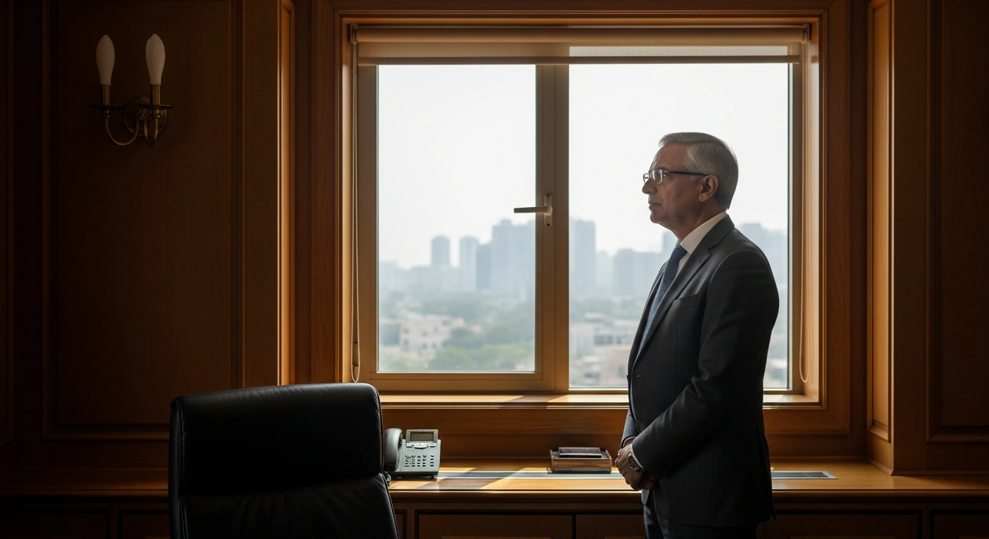 Foreign Secretary Vikram Misri stands in his office as the Indian government confirms his service extension to ensure diplomatic continuity.