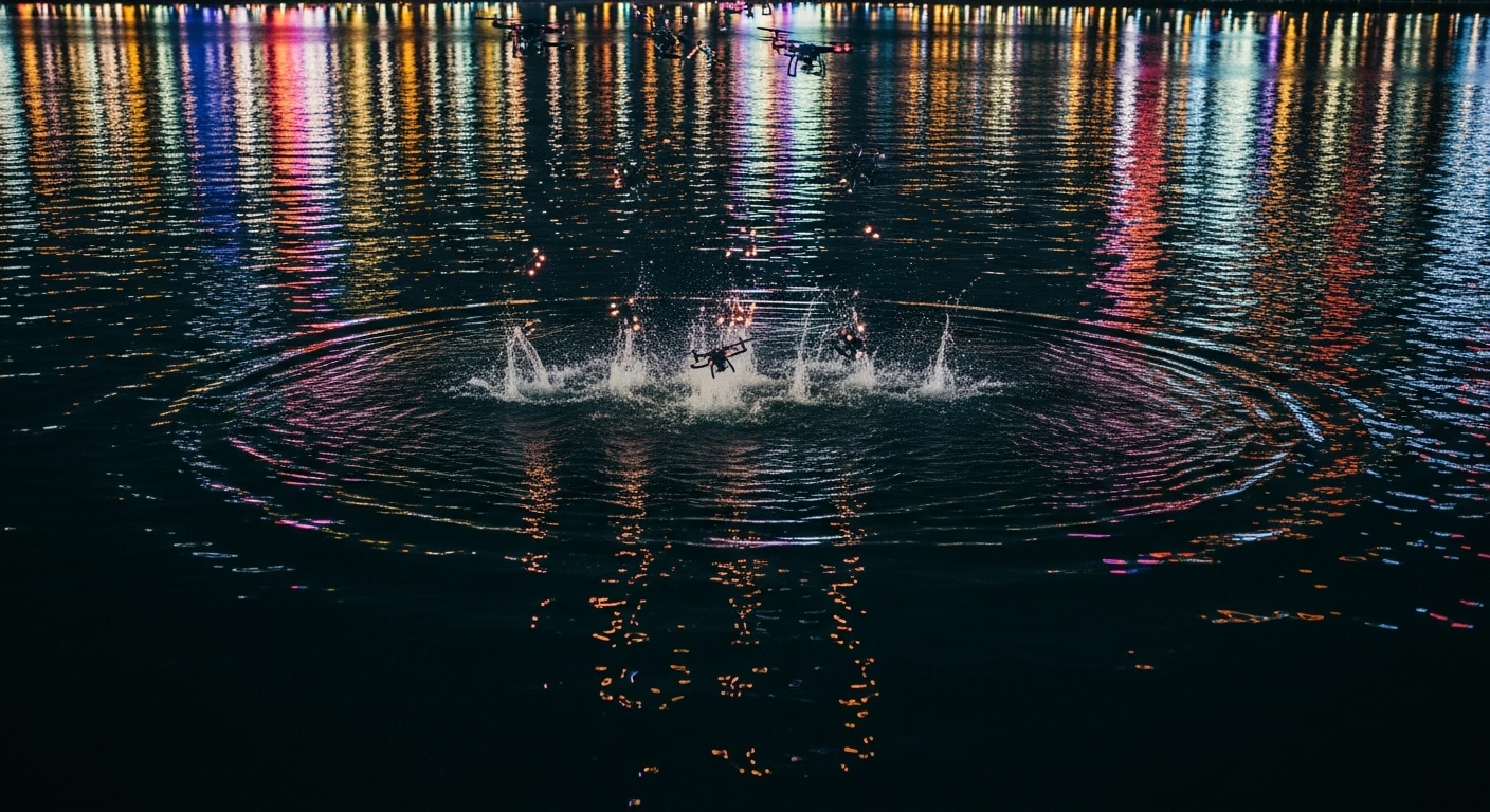 Multiple drones fall into the water of Darling Harbour during a technical malfunction at the Vivid Sydney festival.