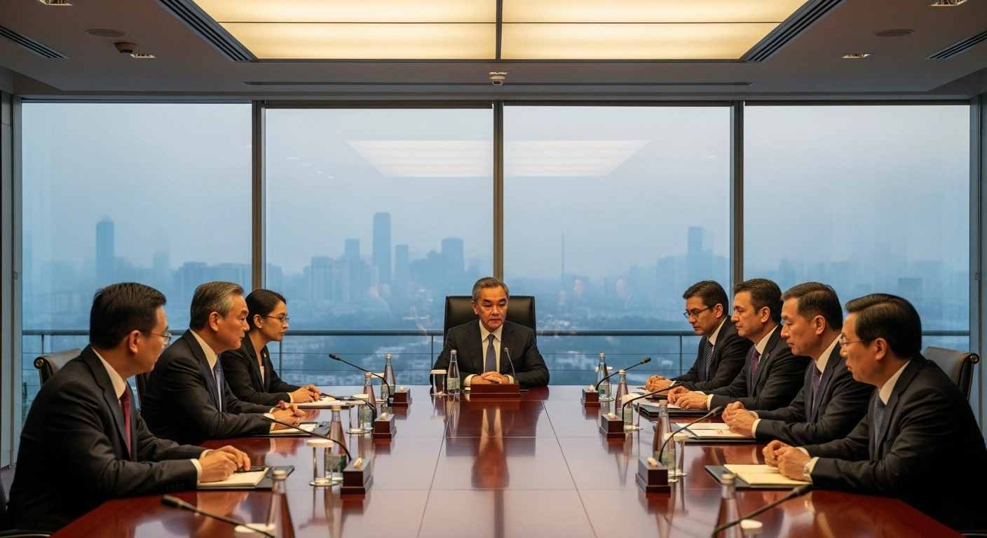 Chinese Foreign Minister Wang Yi attends a high-level BRICS security meeting in New Delhi to discuss regional stability and cooperation.