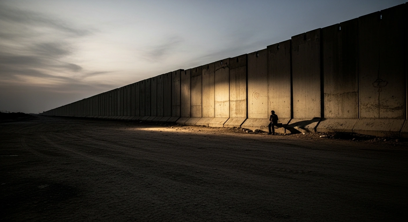 A view of the concrete security barrier near the Hizma checkpoint where a Palestinian man was killed while attempting to climb the wall.