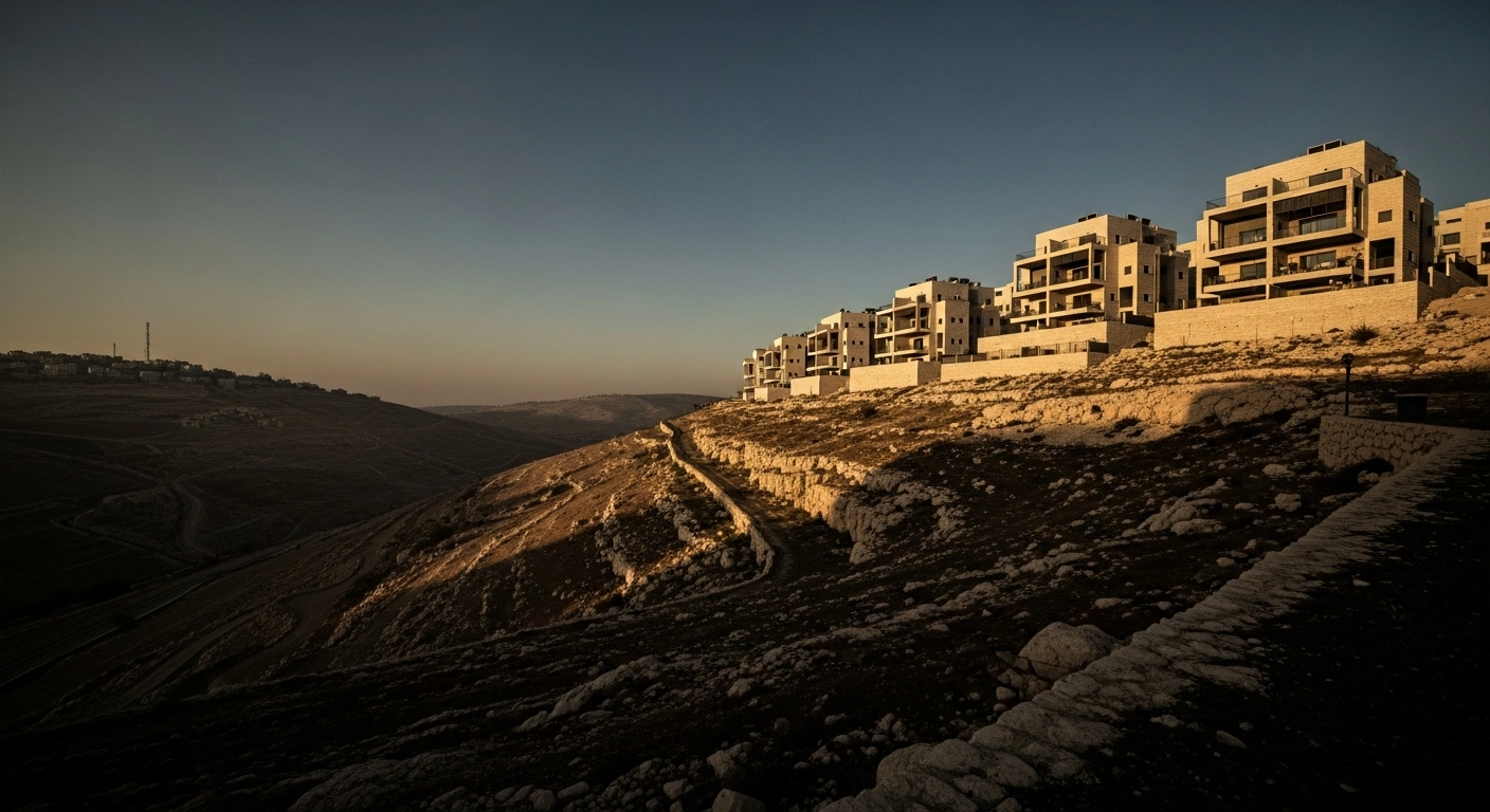 New housing units under construction on a hillside in the occupied West Bank as criticized by the United Nations.
