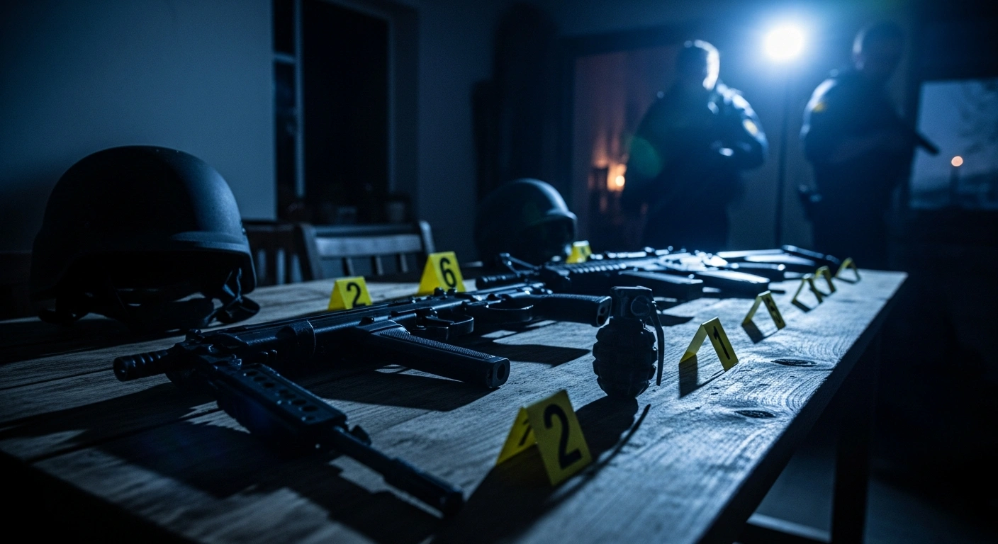 Gardaí officers have seized several firearms and a replica grenade during an intelligence-led operation at a property in County Wicklow.