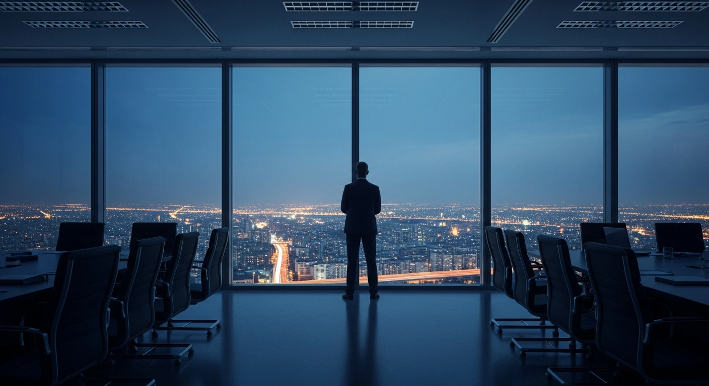 Chinese President Xi Jinping stands in a modern office overlooking a city skyline to represent his call for provincial economic analysis and national growth.