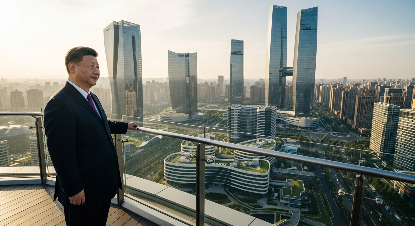 Chinese President Xi Jinping inspects the modern infrastructure and urban development of the Xiong'an New Area.