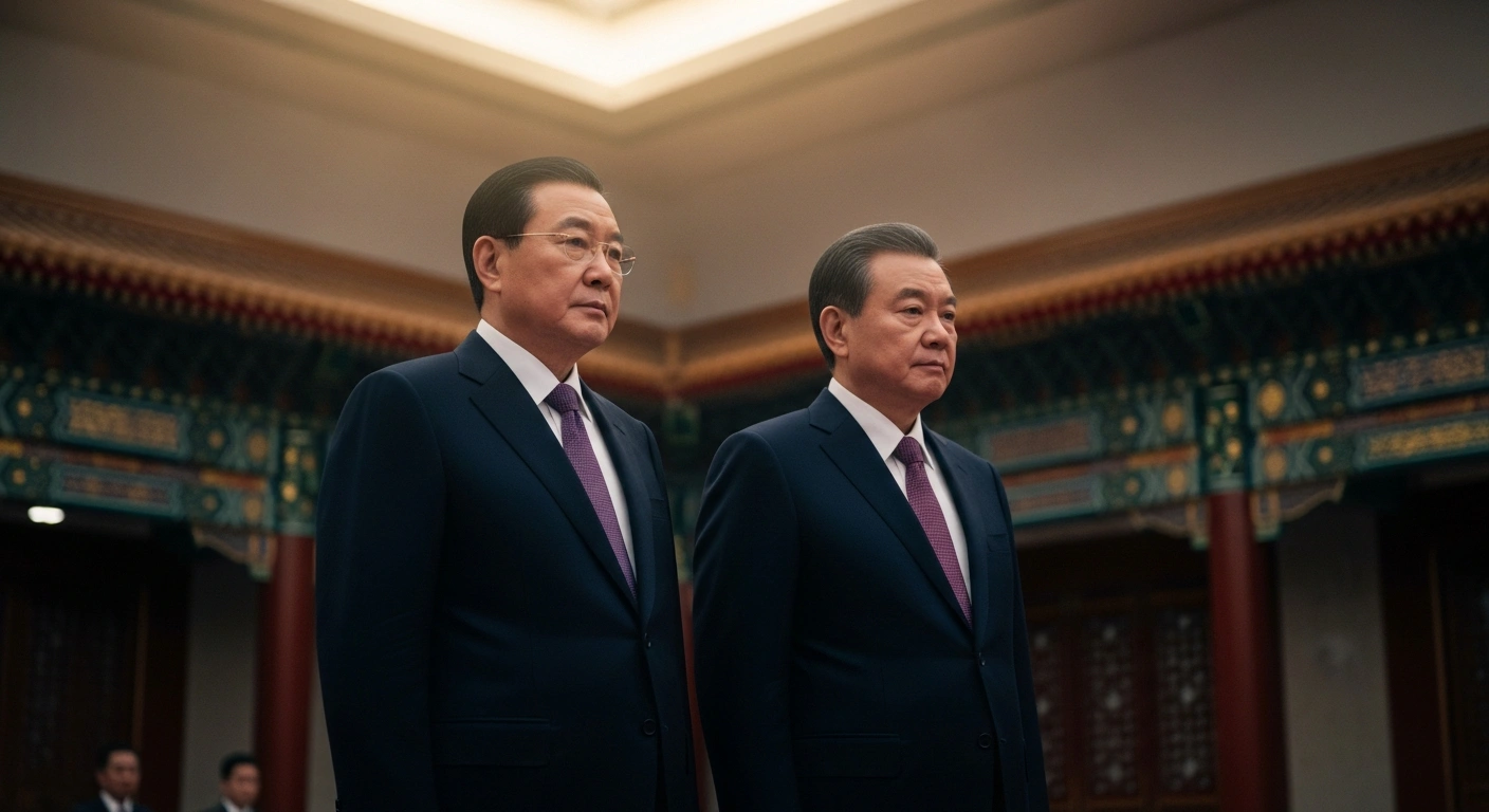 Chinese President Xi Jinping and Russian President Vladimir Putin stand together during a high-level diplomatic meeting in Beijing to discuss their strategic partnership.