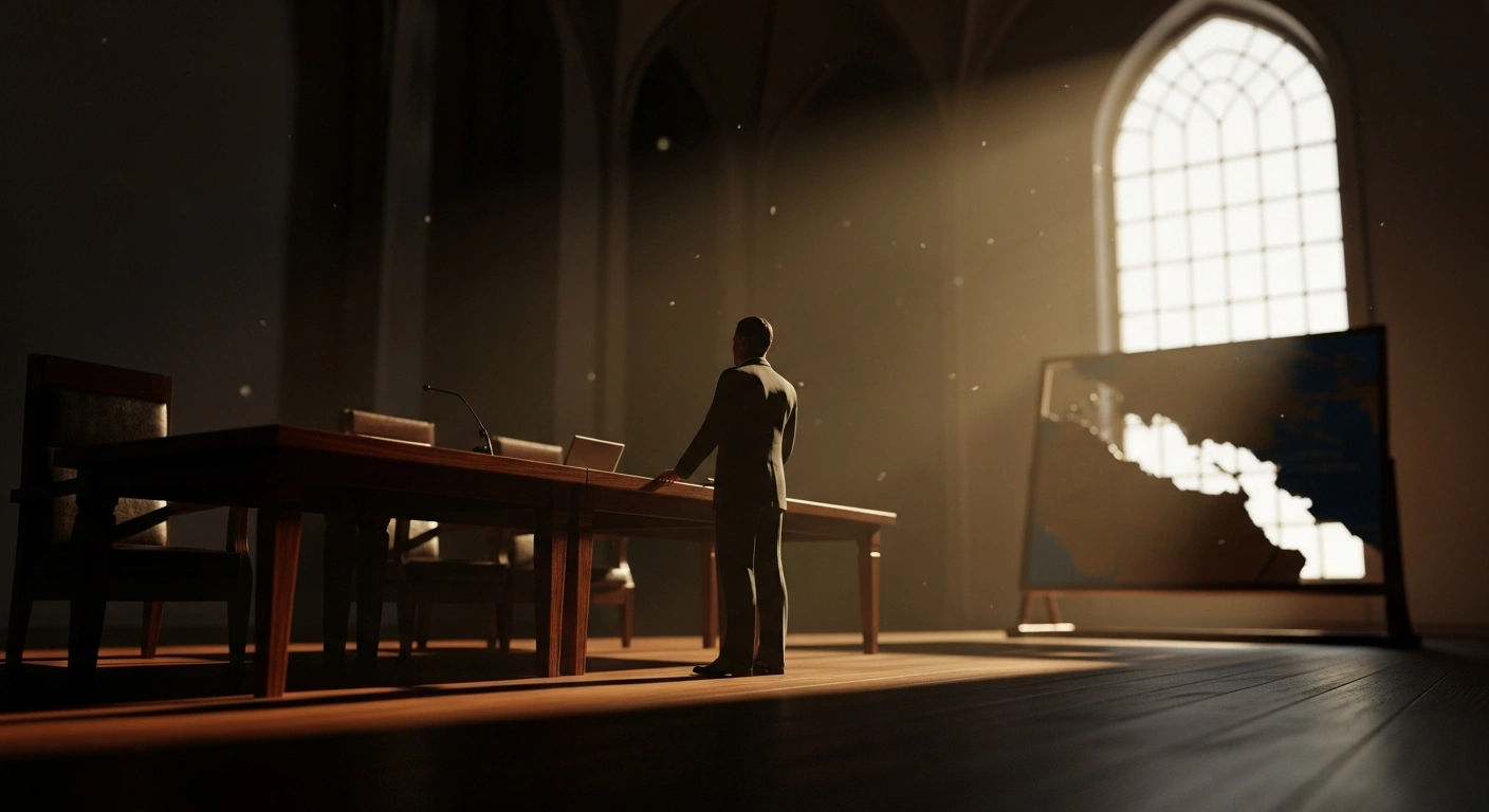 Former Iranian Foreign Minister Mohammad Javad Zarif stands in a formal room while proposing a diplomatic framework to resolve nuclear and regional security disputes.