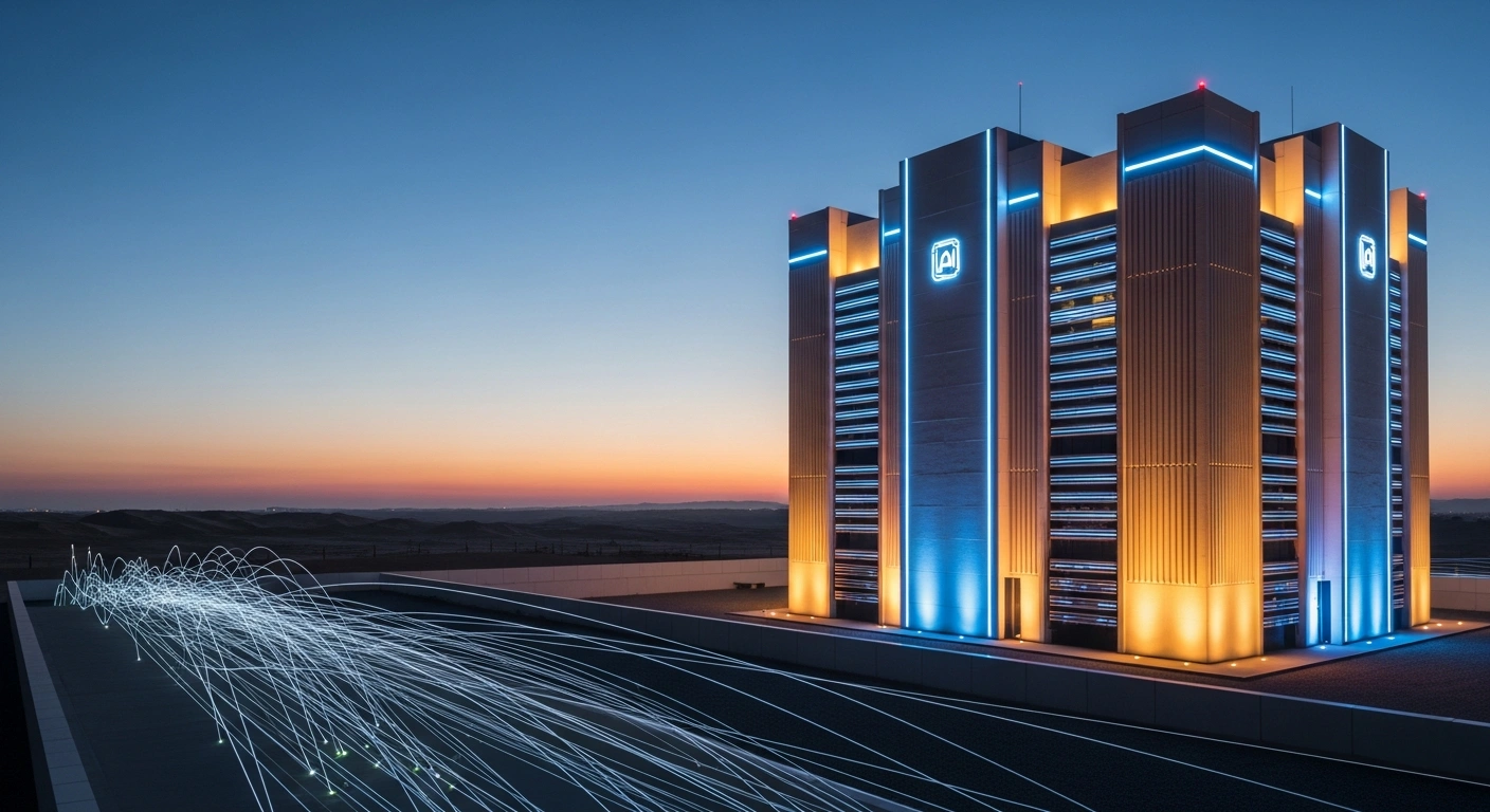 A modern Zoom data center facility stands in the Saudi Arabian desert to support the nation's digital infrastructure and AI initiatives.