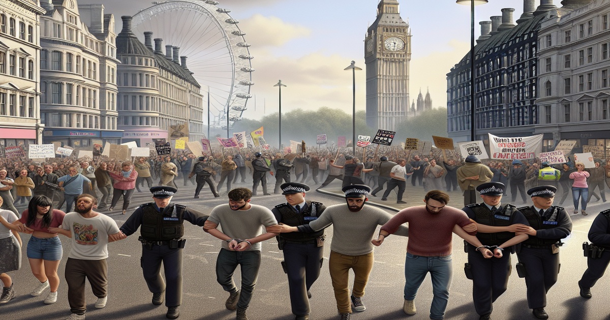 Main image to the post Six Arrested as Tommy Robinson Supporters March in London Amid Counter-Protest