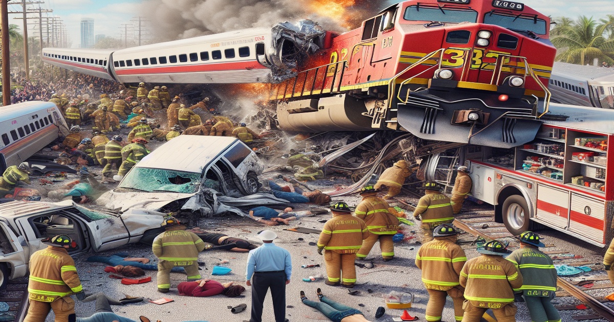 Main image to the post Fire Truck Collides with High-Speed Passenger Train in Delray Beach, Injuring Dozens