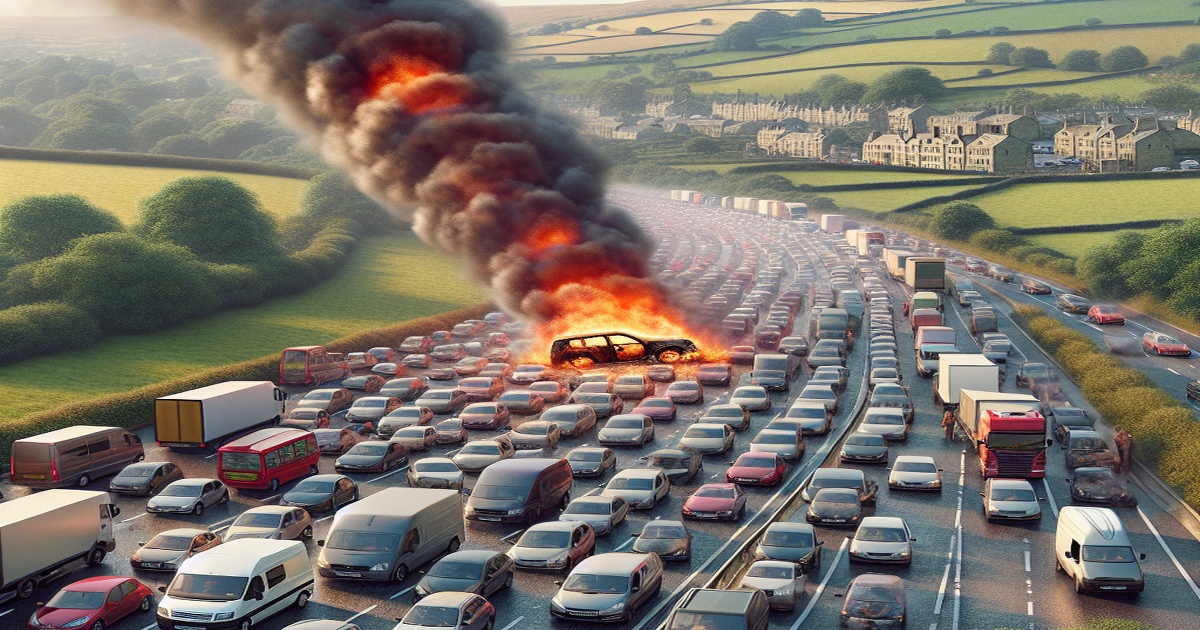 Main image to the post Vehicle Fire Causes Major Traffic Disruptions Near Huddersfield