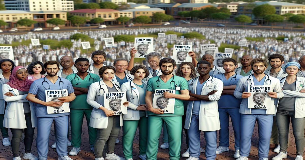 Main image to the post South African Healthcare Workers Protest Gaza Starvation