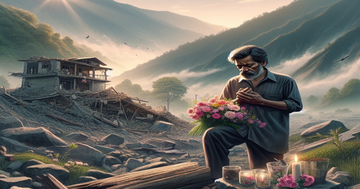 Main image to the post A Year After Losing Family in Landslide, Man Returns to Site to Honor Their Memory
