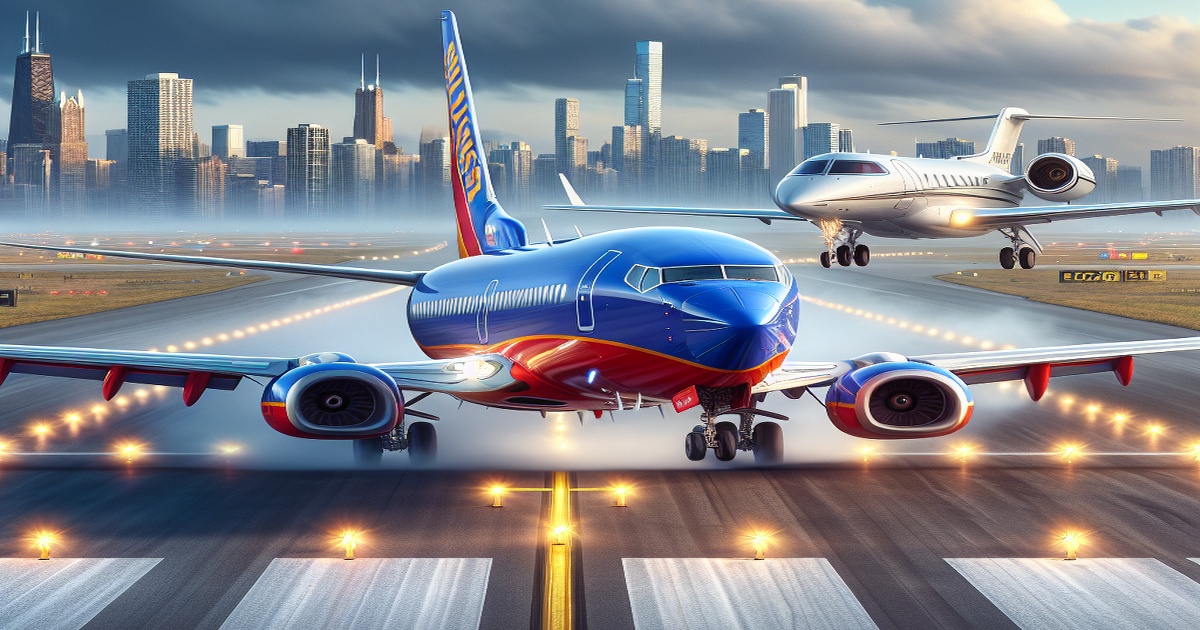 Main image to the post Southwest Airlines Plane Narrowly Avoids Collision with Private Jet at Chicago Midway Airport