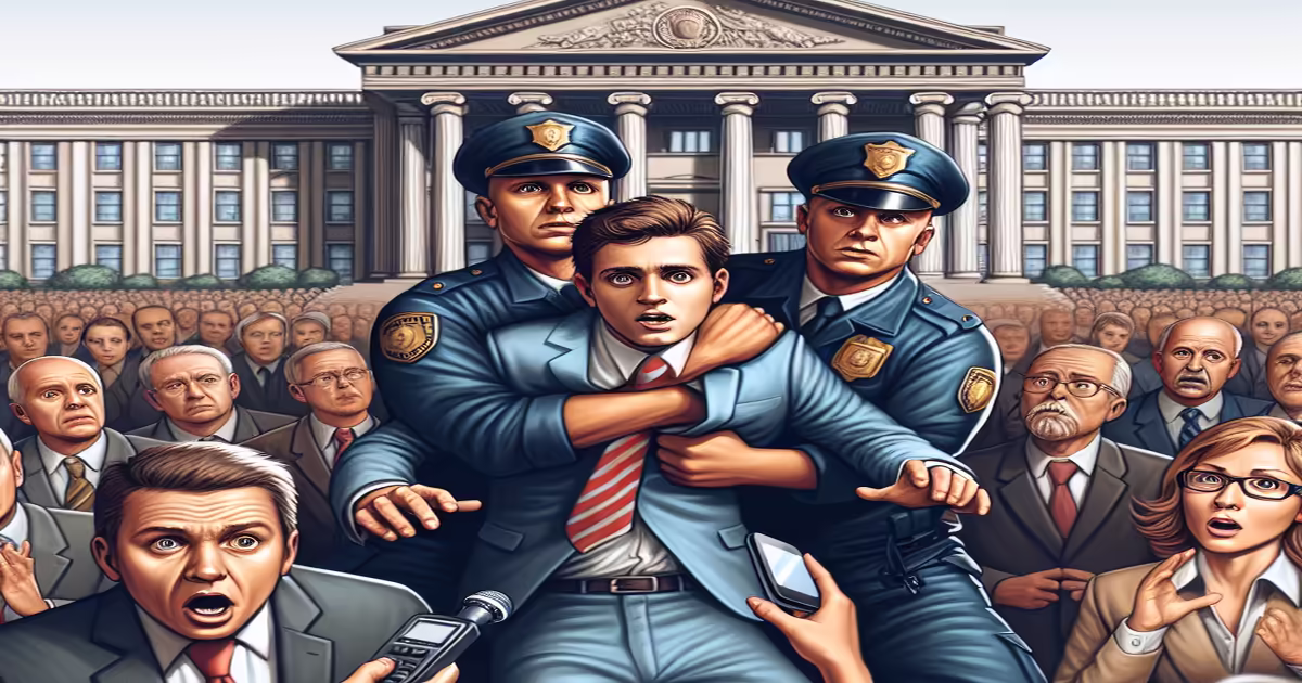 Main image to the post Democrats Outraged as Senator Restrained at Press Conference, White House Reacts with Glee