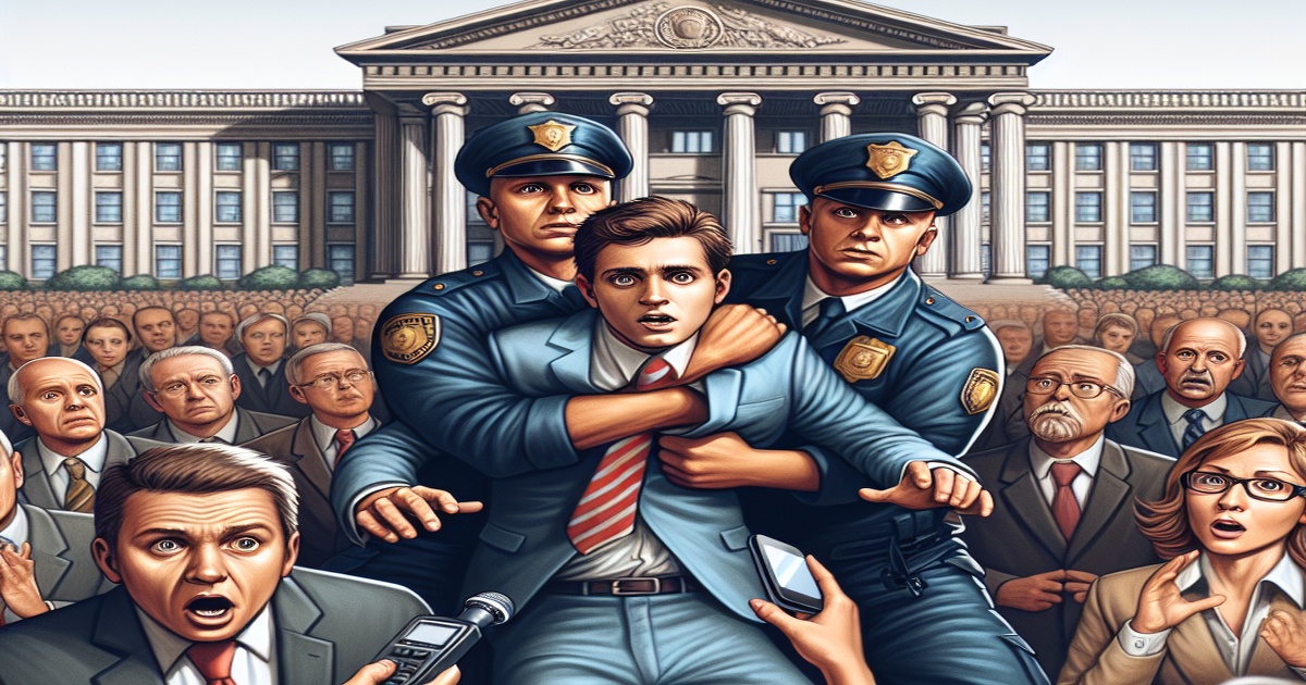 Main image to the post Democrats Outraged as Senator Restrained at Press Conference, White House Reacts with Glee