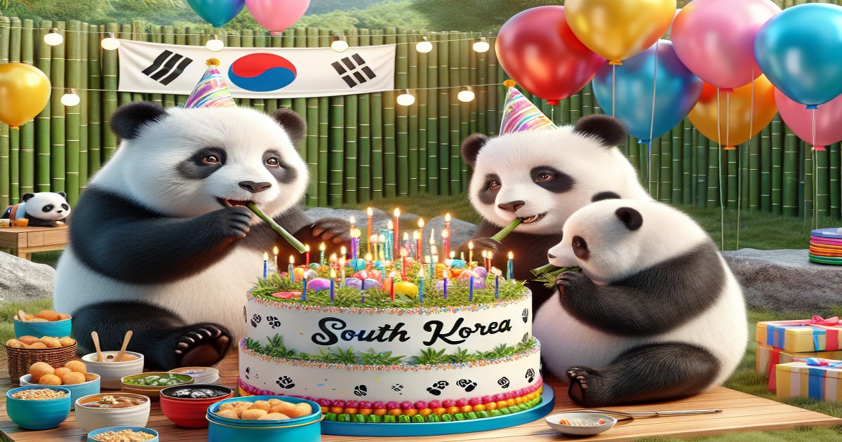 Main image to the post South Korea's Adorable Twin Pandas' Birthday Bash