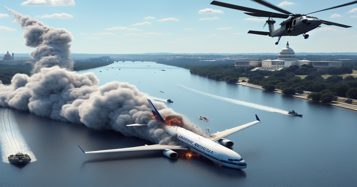 Main image to the post American Airlines Jet and Army Helicopter Collide Over Potomac River, Killing All 67 on Board