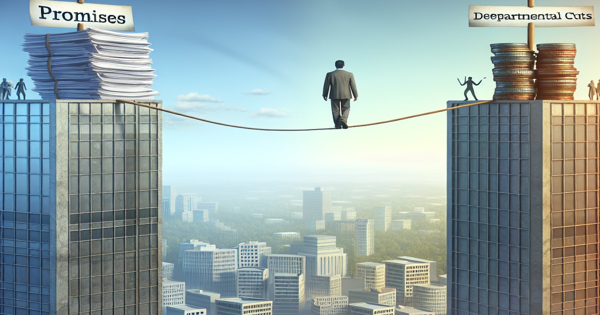 Main image to the post Navigating Fiscal Tightrope, Balancing Promises with Departmental Cuts