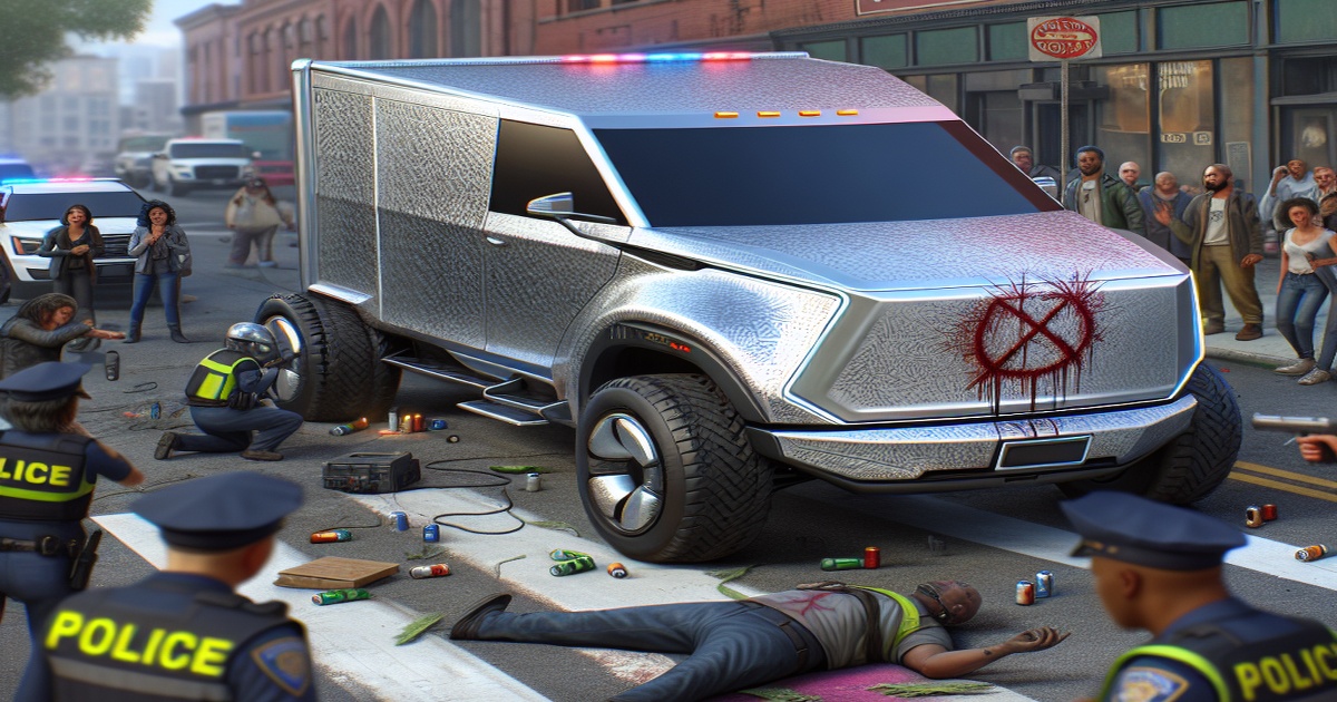 Main image to the post NYPD Investigates Hate Crime After Woman Vandalizes Tesla Cybertruck with Swastika