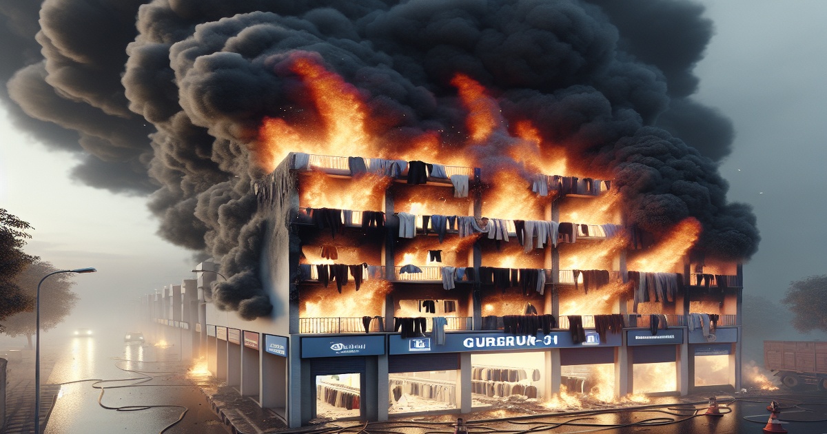 Main image to the post Devastating Fire Engulfs Gurugram Garment Shop, Causing Extensive Damage but No Injuries